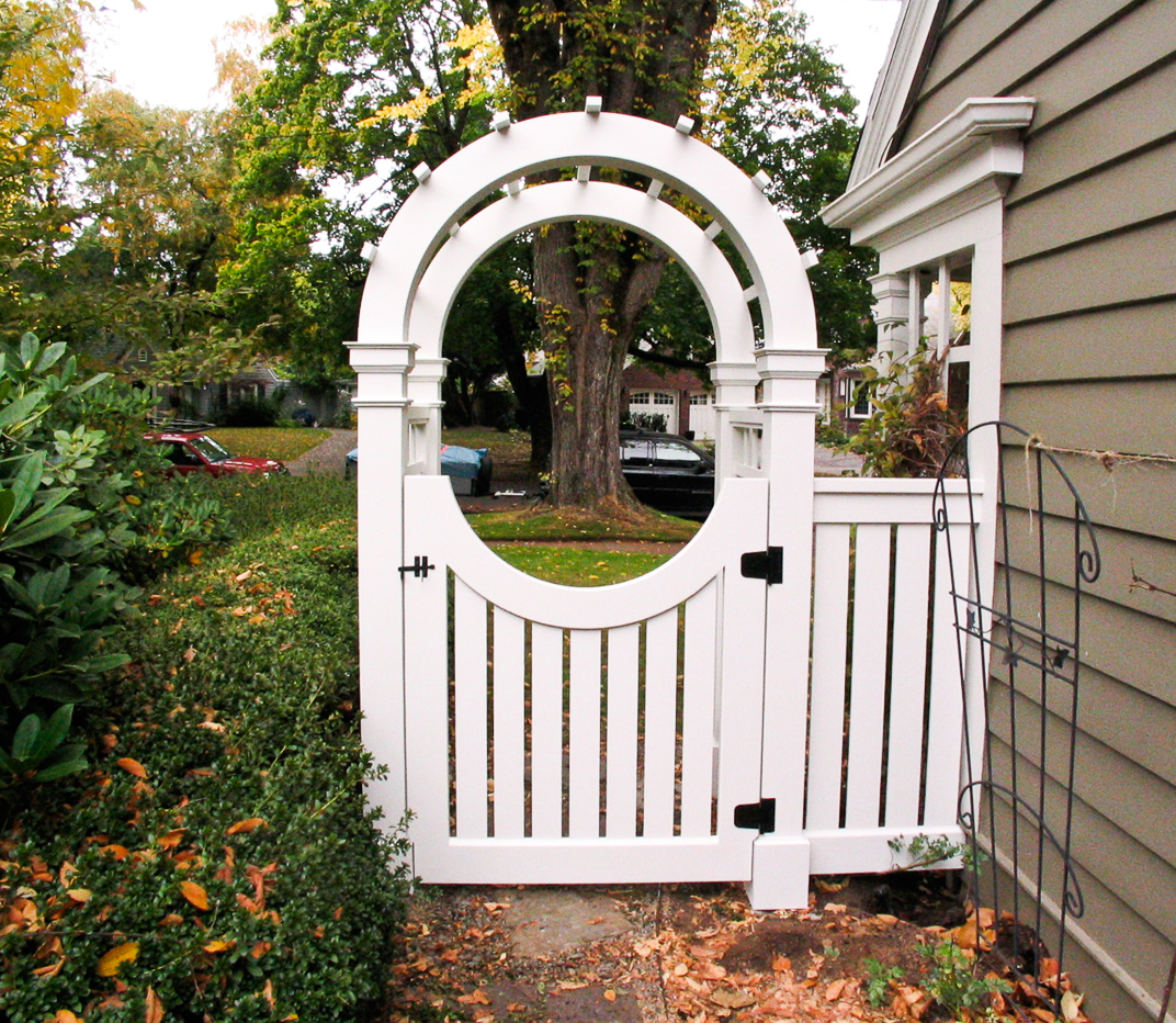 An Arched Arbor With Large Laminated Curves Garden Arbor, 58% OFF